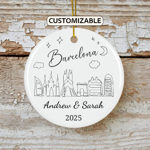 Personalisiert Skyline Barcelona Ornament, Spanien Keramik Ornament