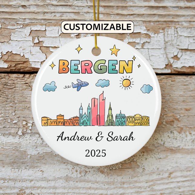 Personalisiert Skyline Bergen Ornament, Norwegen Keramik Ornament (Von Creator hochgeladen)