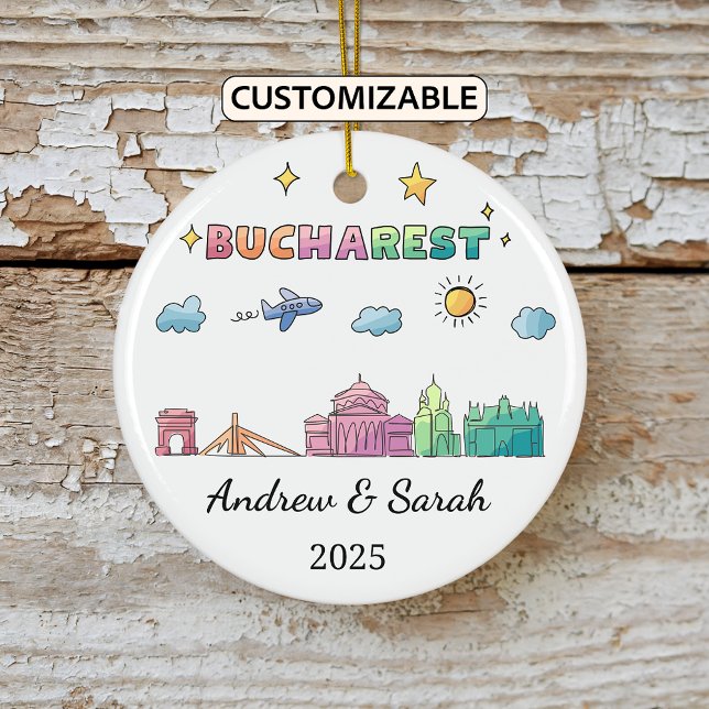 Personalisiert Skyline Bukarest Ornament, Rumänien Keramik Ornament (Von Creator hochgeladen)