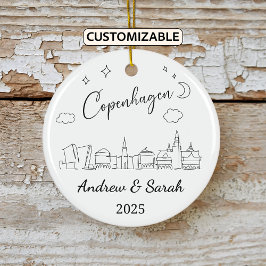 Personalisiert Skyline Copenhagen Ornament, Dänema Keramik Ornament