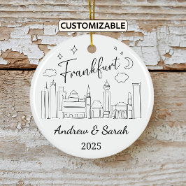 Personalisiert Skyline Frankfurt Ornament, Deutsch Keramik Ornament
