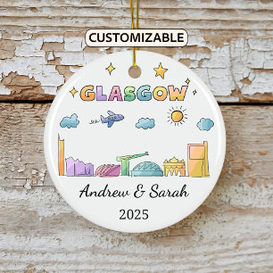Personalisiert Skyline Glasgow Ornament, Schottlan Keramik Ornament