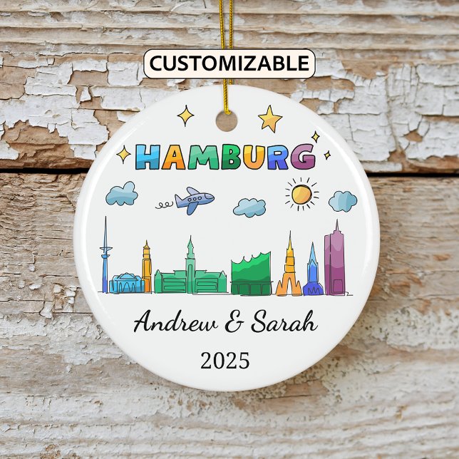 Personalisiert Skyline Hamburg Ornament, Deutschla Keramik Ornament (Von Creator hochgeladen)