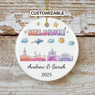 Personalisiert Skyline Helsinki Ornament, Finnland Keramik Ornament