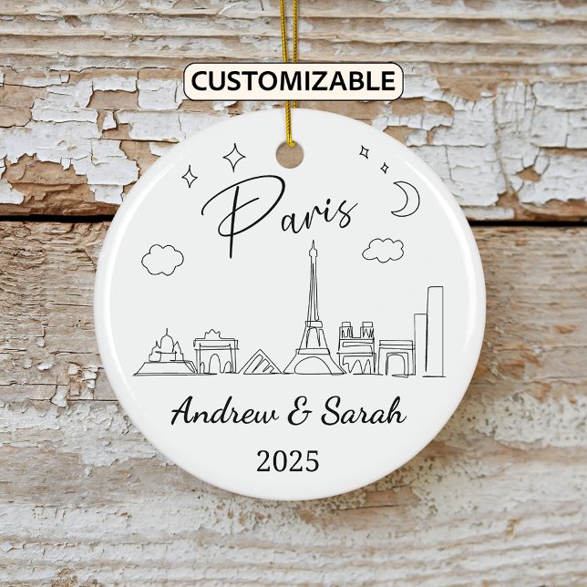 Personalisiert Skyline Paris Ornament, Frankreich Keramik Ornament (Von Creator hochgeladen)