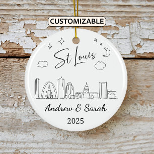 Personalisiert Skyline St Louis Ornament, Missouri Keramik Ornament