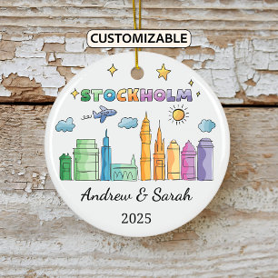 Personalisiert Skyline Stockholm Ornament, Schwede Keramik Ornament