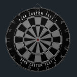 Personalisiert Sleek Black & Gray Dartscheibe<br><div class="desc">Dunkelfarbener Dartboard-Design mit 2 Zeilen Text in weißem Schriftart.</div>