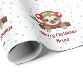 Personalisiert Sloth Merry Weihnachtsname Geschenkpapier