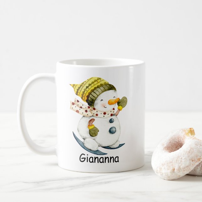 Personalisiert Snowman Coffee Tasse (Mit Donut)