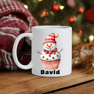 Personalisiert Snowman Cupcake Weihnachten Kaffeetasse