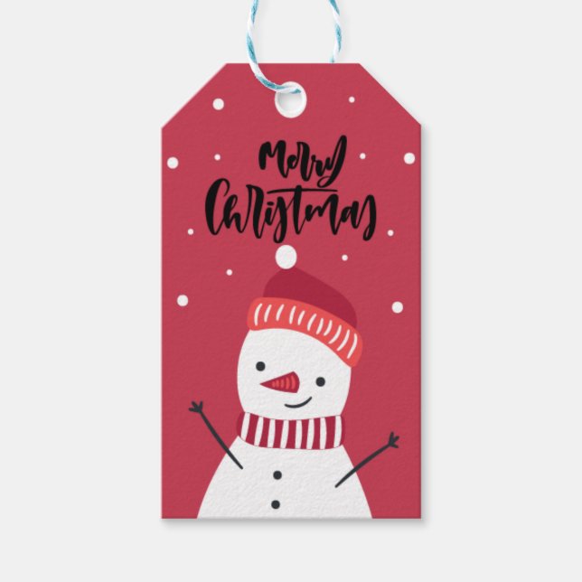 Personalisiert Snowman Frohe Weihnachten Geschenkanhänger (Vorderseite)