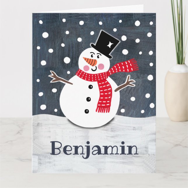 Personalisiert Snowman Weihnachten Karte (Vorderseite)