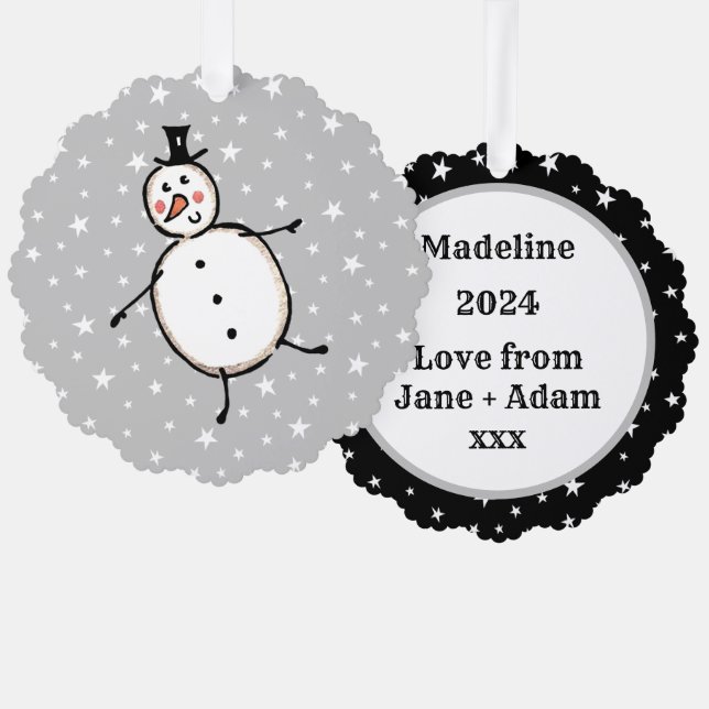 Personalisiert Snowman Weihnachten Ornament Karte (Vorderseite/Rückseite)