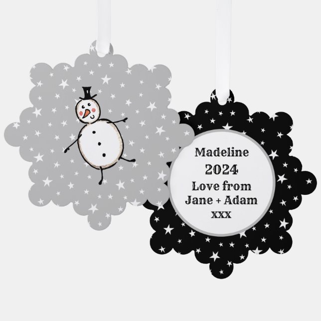 Personalisiert Snowman Weihnachten Ornament Karte (Vorderseite/Rückseite)
