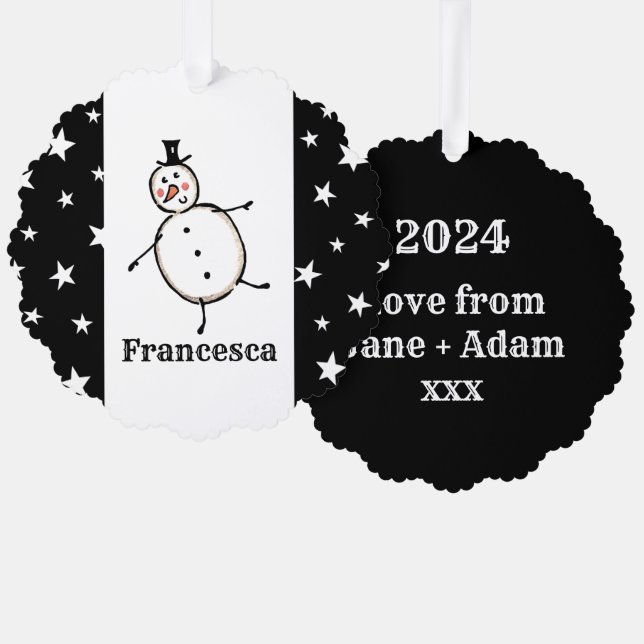 Personalisiert Snowman Weihnachten Ornament Karte (Vorderseite/Rückseite)