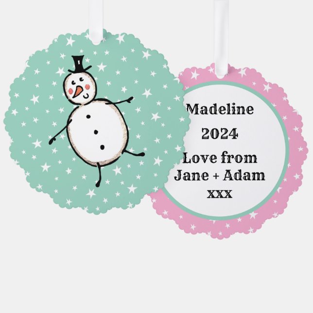 Personalisiert Snowman Weihnachten Ornament Karte (Vorderseite/Rückseite)