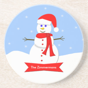 Personalisiert Snowman Weihnachts-Untersetzer Sandstein Untersetzer