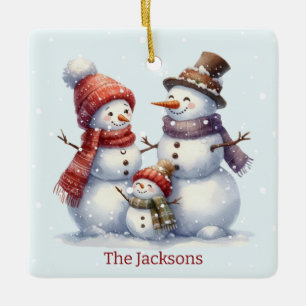 Personalisiert Snowman-Weihnachtsschmuck Keramikornament