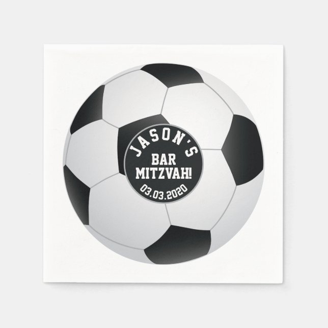 Personalisiert Soccer Ball Bar Mitzvah Serviette (Vorderseite)