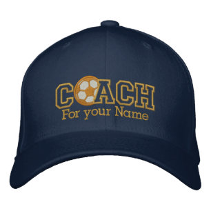 Personalisiert Soccer Golden Coach mit Ihrem Namen Bestickte Kappe