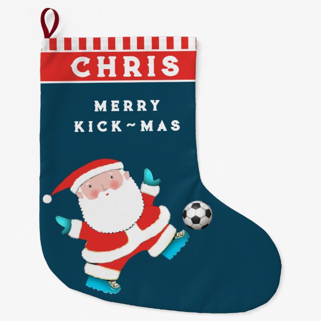 Personalisiert Soccer Große Weihnachtsfeier Strump Großer Weihnachtsstrumpf (Vorderseite)