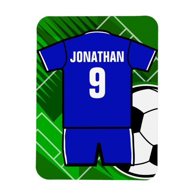 Personalisiert Soccer Jersey Blue mit White Magnet (Vertikal)