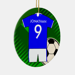 Personalisiert Soccer Jersey Blue und White Keramikornament