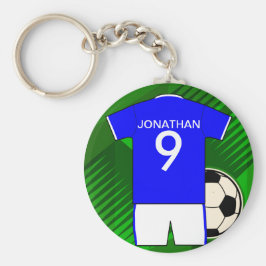 Personalisiert Soccer Jersey Blue und White Schlüsselanhänger