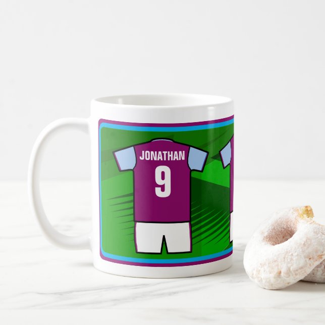 Personalisiert Soccer Jersey Name und Nummer Kaffeetasse (Mit Donut)
