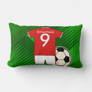 Personalisiert Soccer Jersey Red and White Lendenkissen