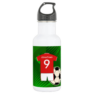 Personalisiert Soccer Jersey Red and White Trinkflasche