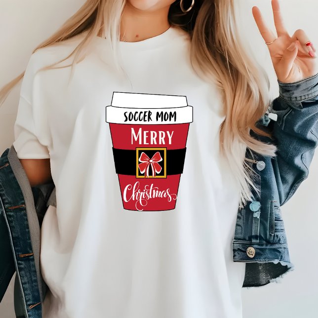 Personalisiert Soccer Mama Weihnachten Kaffee T -  T-Shirt (Personalized Soccer Mom Christmas Gift)