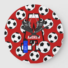 Personalisiert Soccer Monogram Letter A Große Wanduhr