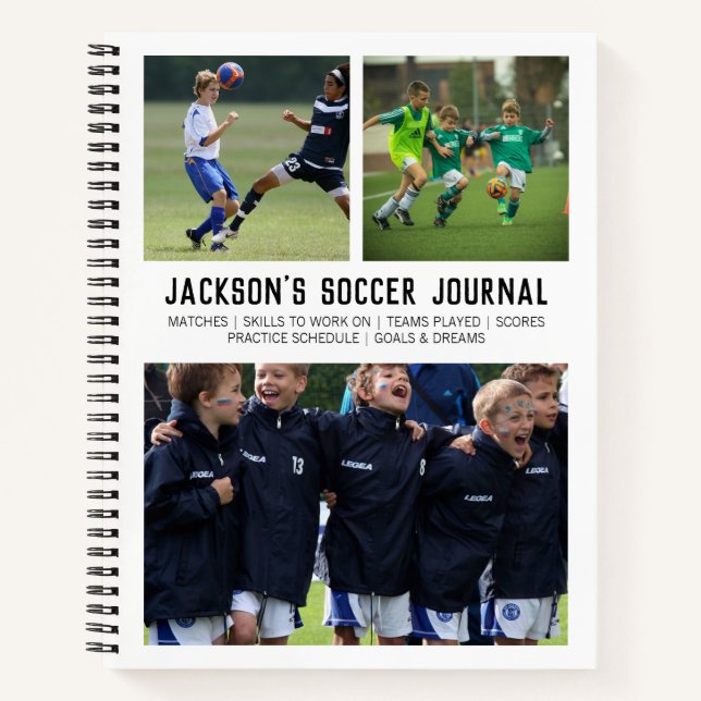 Personalisiert Soccer Player Team FotoCollage Notizbuch (Vorderseite)