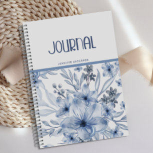 Personalisiert Soft Classic Blue Floral Journal Notizbuch