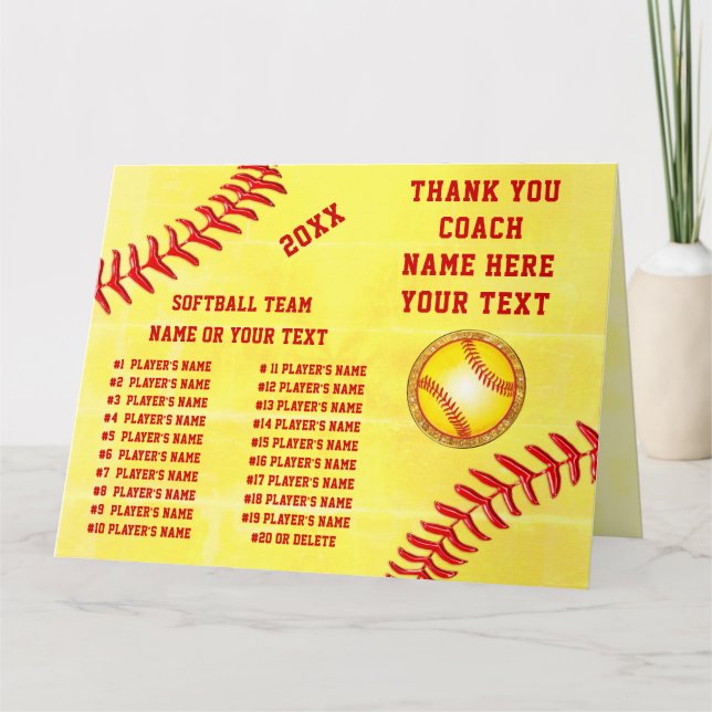 PERSONALISIERT, Softball Dankeschön, Karten, 3 Grö Karte (Vorderseite)
