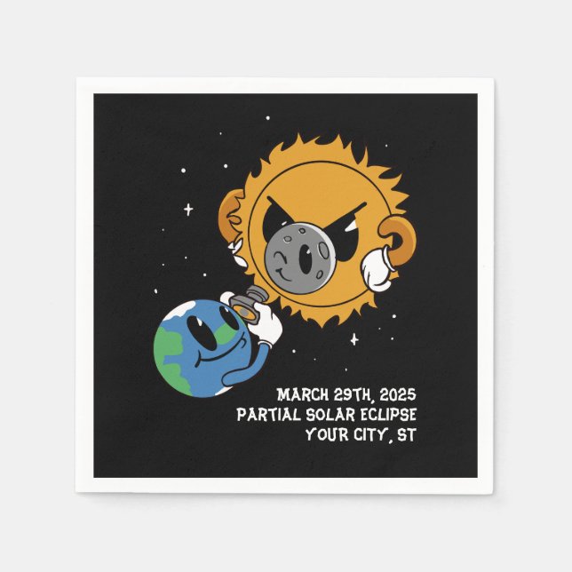 Personalisiert Solar Eclipse 2025 FotoTram Serviette (Vorderseite)