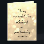 Personalisiert Son Birthday Karte<br><div class="desc">Stilvolle personalisierte Geburtstagskarte für den Sohn</div>