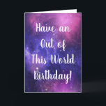 Personalisiert Space Sky Lila & Magenta Geburtstag Karte<br><div class="desc">Fügen Sie Ihre eigene personalisierte Out-of-the-World-Nachricht hinzu oder verließ den Gruß, wie es auf dieser Grußkarte ist, die weiße Schrift-Schrift gegen einen lila und magentafarbenen Weltraumhimmel mit Sternenhimmel zeigt, der lila Schriftzeichen koordiniert. Erstellen Sie die perfekte personalisierte Geburtstagskarte für Science Fiction-Fans oder fügen Sie Ihre eigene, individuelle Nachricht hinzu, um...</div>