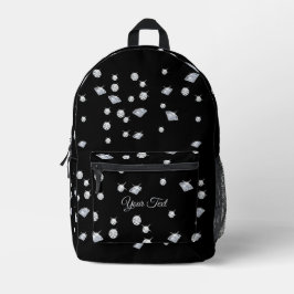 Personalisiert Sparkle Diamonds Individuelle Name Bedruckter Rucksack