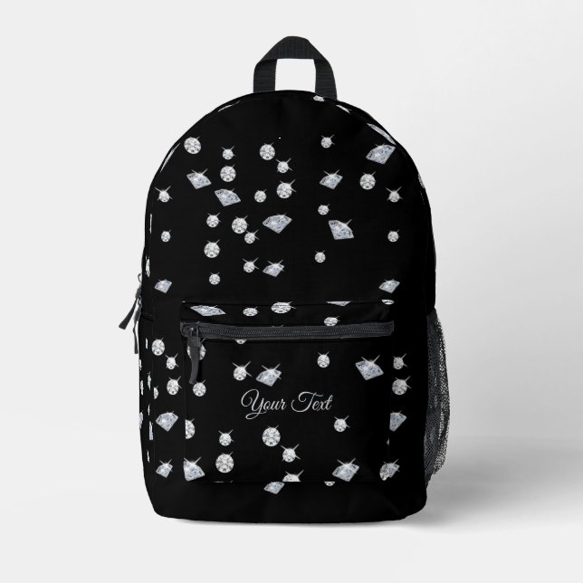 Personalisiert Sparkle Diamonds Individuelle Name Bedruckter Rucksack (Vorderseite)