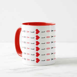 Personalisiert Spaß Schwarz, Rote Liebe und Herzmu Tasse