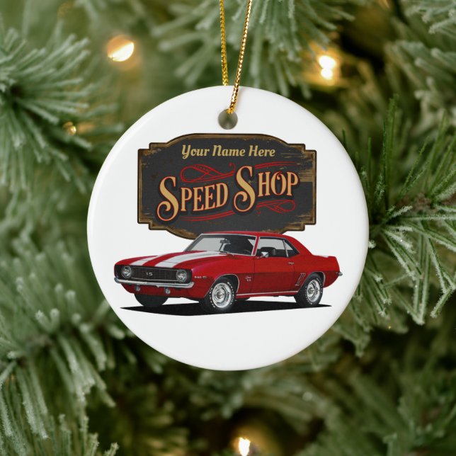 Personalisiert Speed Shop Keramik Ornament (Baum)