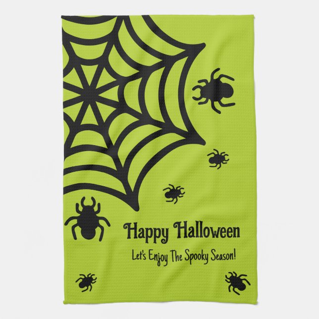 Personalisiert Spiderweb Halloween Geschirrtuch (Vertikal)