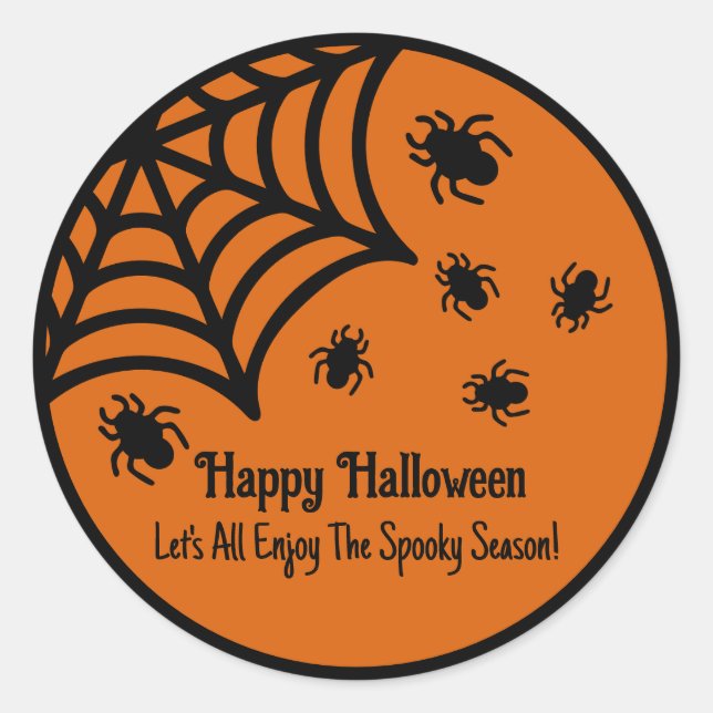 Personalisiert Spiderweb Halloween Runder Aufkleber (Vorderseite)