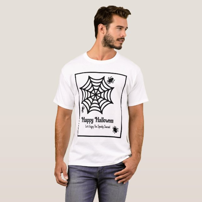 Personalisiert Spiderweb Halloween T-Shirt (Vorne ganz)