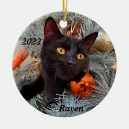 Personalisiert spielerische Schwarzkatze im Weihna Keramik Ornament