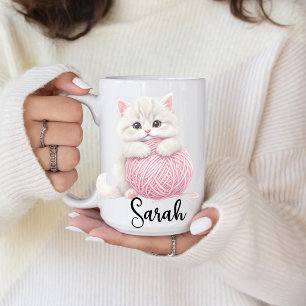 Personalisiert   Spielzeit-Tasse mit Katzen-Garn Kaffeetasse