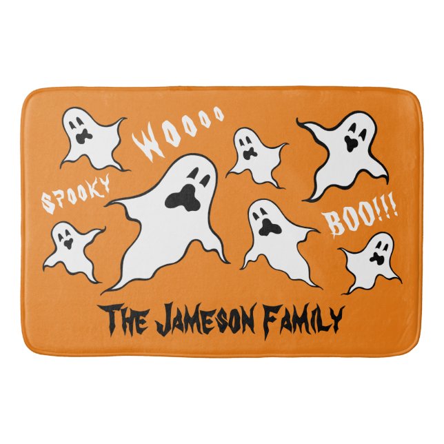 Personalisiert Spooky Halloween Ghosts Bath Mat Badematte (Vorderseite)